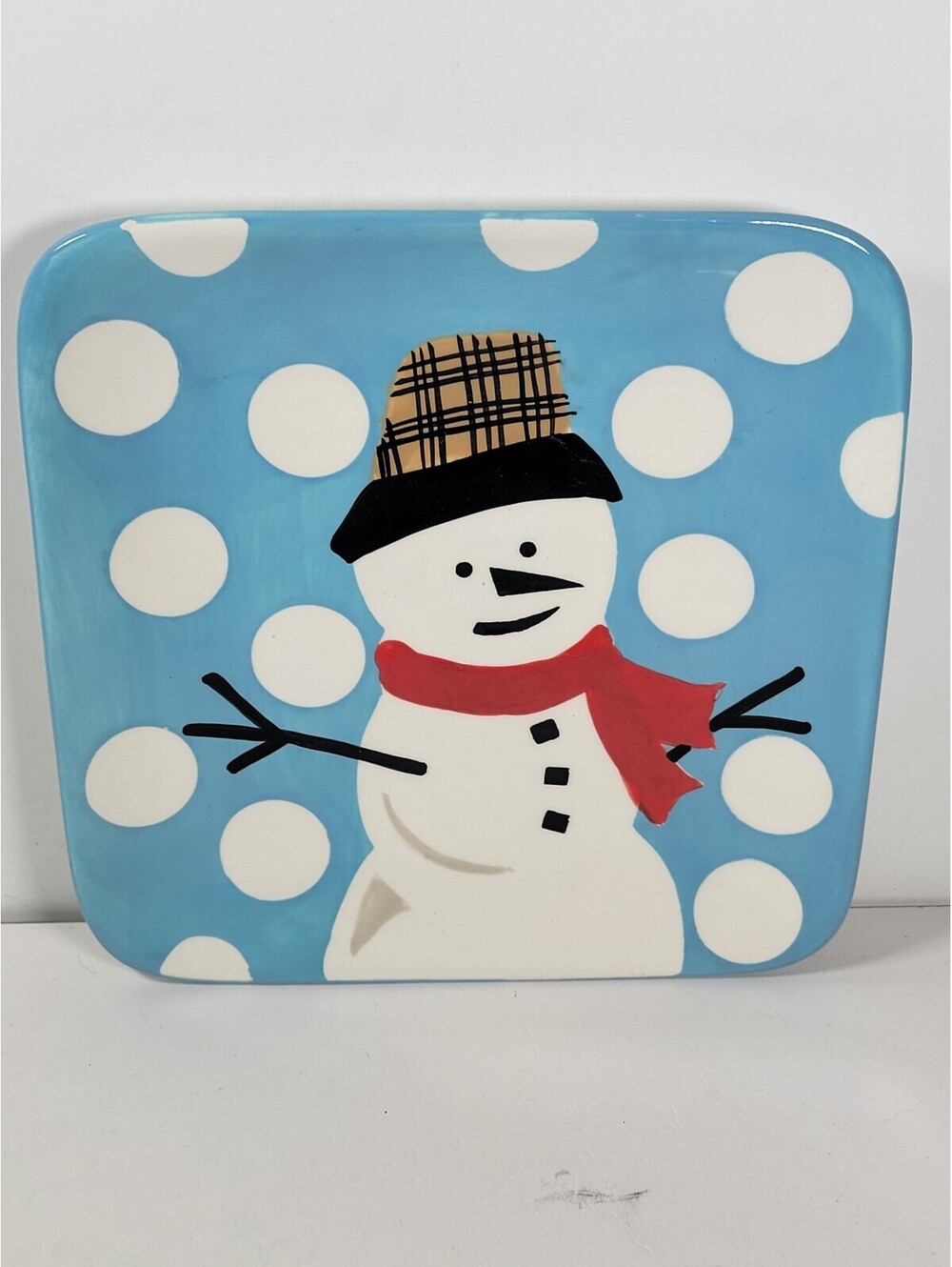 Next Brand Christmas Whimsy Snowman Square Plate 7x7